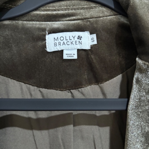 WOMENS MOLLY BRACKEN OLIVE VELVET BLAZER - Picture 2 of 6